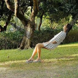 Único Nylon Net Swing Hammock, Cama de dormir pendurada, Cadeira leve, Qualidade Premium, Viagem, Camping, Jardim - Image 1