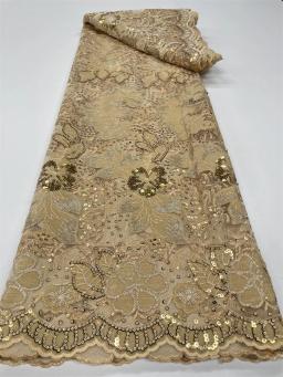 Lantejoulas africanas tecido de renda de veludo nigeriano malha francesa tecidos de renda líquida para costura 2023 vestido de festa de casamento de alta qualidade rc129 - Image 4