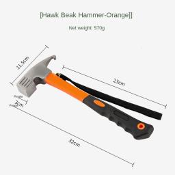 Outdoor Multifuncional Ground Nail Hammer Barraca de acampamento Martelo de dossel Ferramentas domésticas Aço de alto carbono Equipamento de acampamento, Novo - Image 4