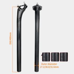 Toseek selim de carbono 27.2 31.6mm comprimento 400mm preto fosco mtb bicicleta de estrada espigão tubo do assento peças da bicicleta mtb canoa carbono - Image 5