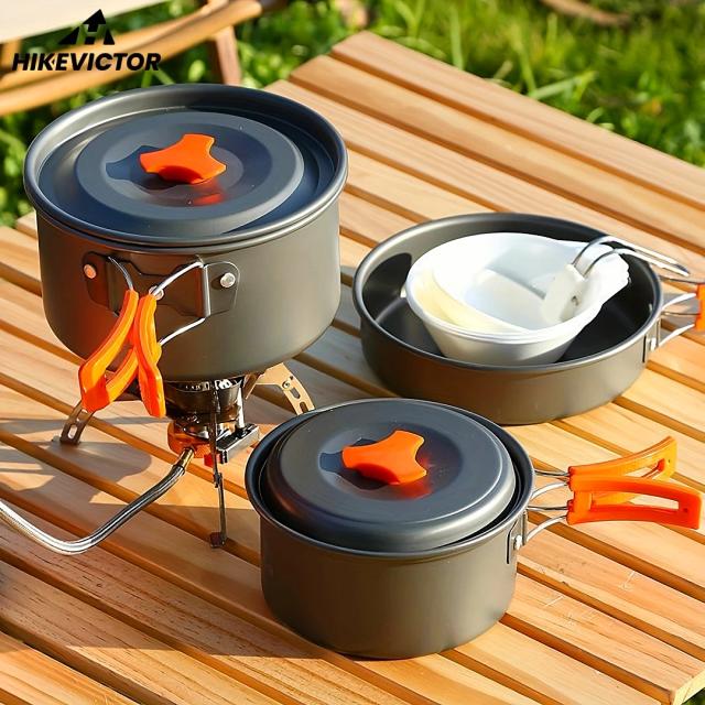 Kit de Panelas Portátil Victor-Camping para Camping e Piqueniques ao Ar Livre