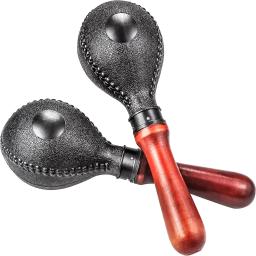 Areia martelo percussão instrumento Shakers chocalhos 1 par com ABS plástico Shell e alças de madeira preto punho de madeira Maracas - Image 1