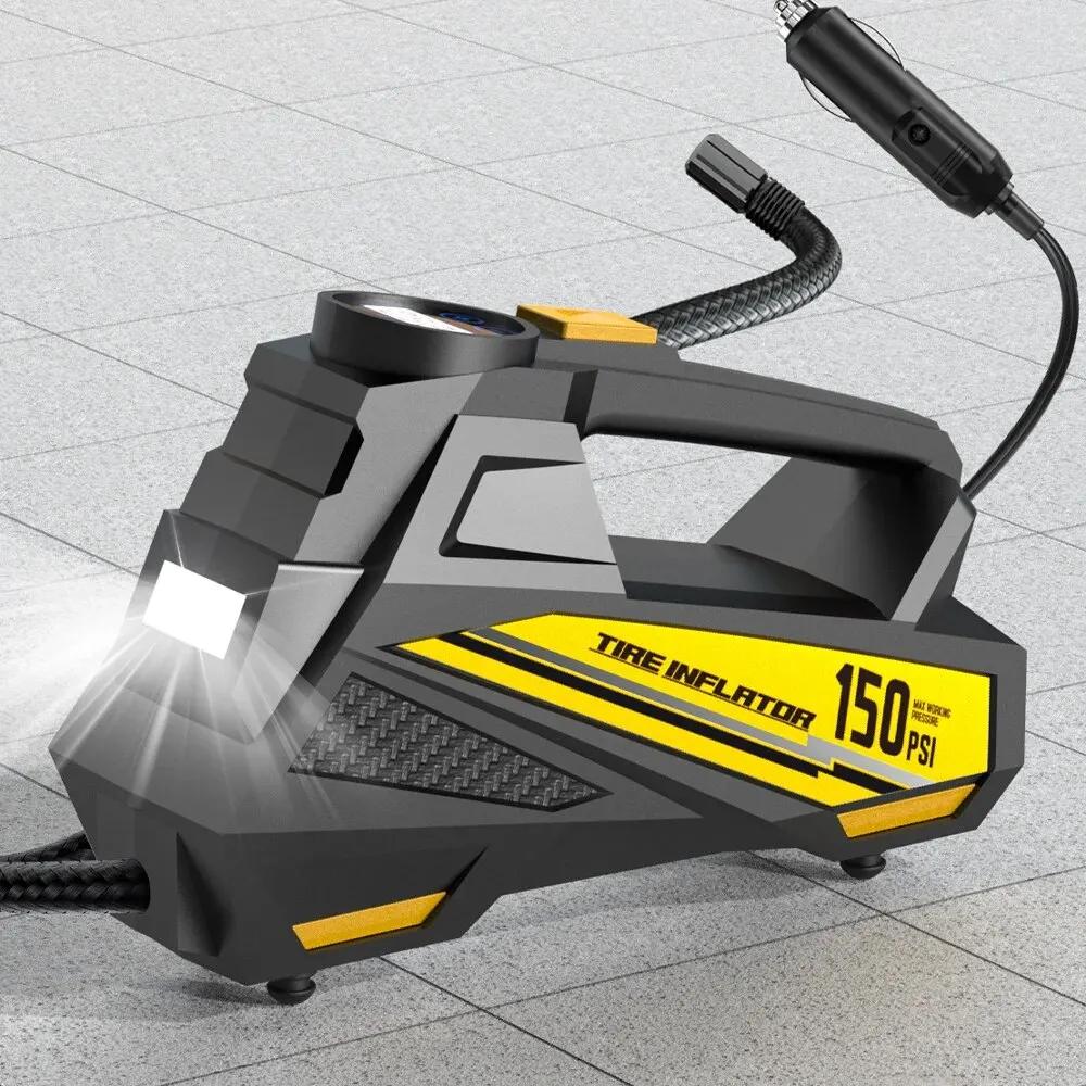 Bomba de ar portátil com fio Atualizado 12V 150PSI Bomba Inflator Pneus Elétricos Motocicleta Bola LED Light Car Air Compressor - Image 1