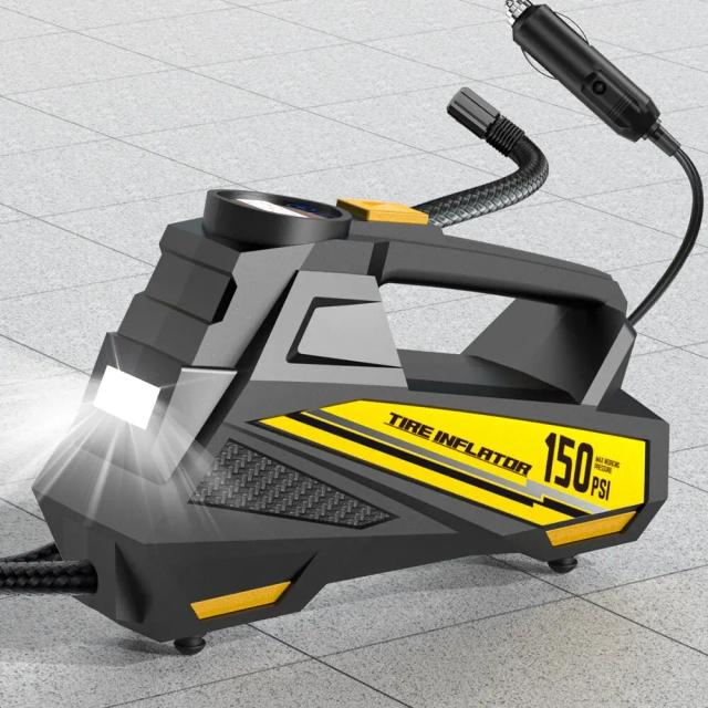 Bomba de Ar Portátil 12V 150PSI Compressor Elétrico para Pneus com LED
