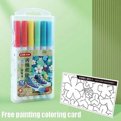 Conjunto de Marcadores de Tinta Acrílica para Arte e DIY com 12 a 24 Cores para Tecido, Lona, Cerâmica e Cartão