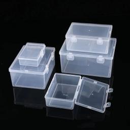 Caixa de armazenamento plástica quadrada para jóias, estojo organizador, contêiner para ferramentas elétricas, itens pequenos, diversos, grânulos, transparente - Image 2