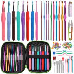 Fenrry conjunto de gancho de crochê, kit de agulhas de crochê para iniciantes, estojo verde e acessórios de crochê para artesanato de tricô - Image 1