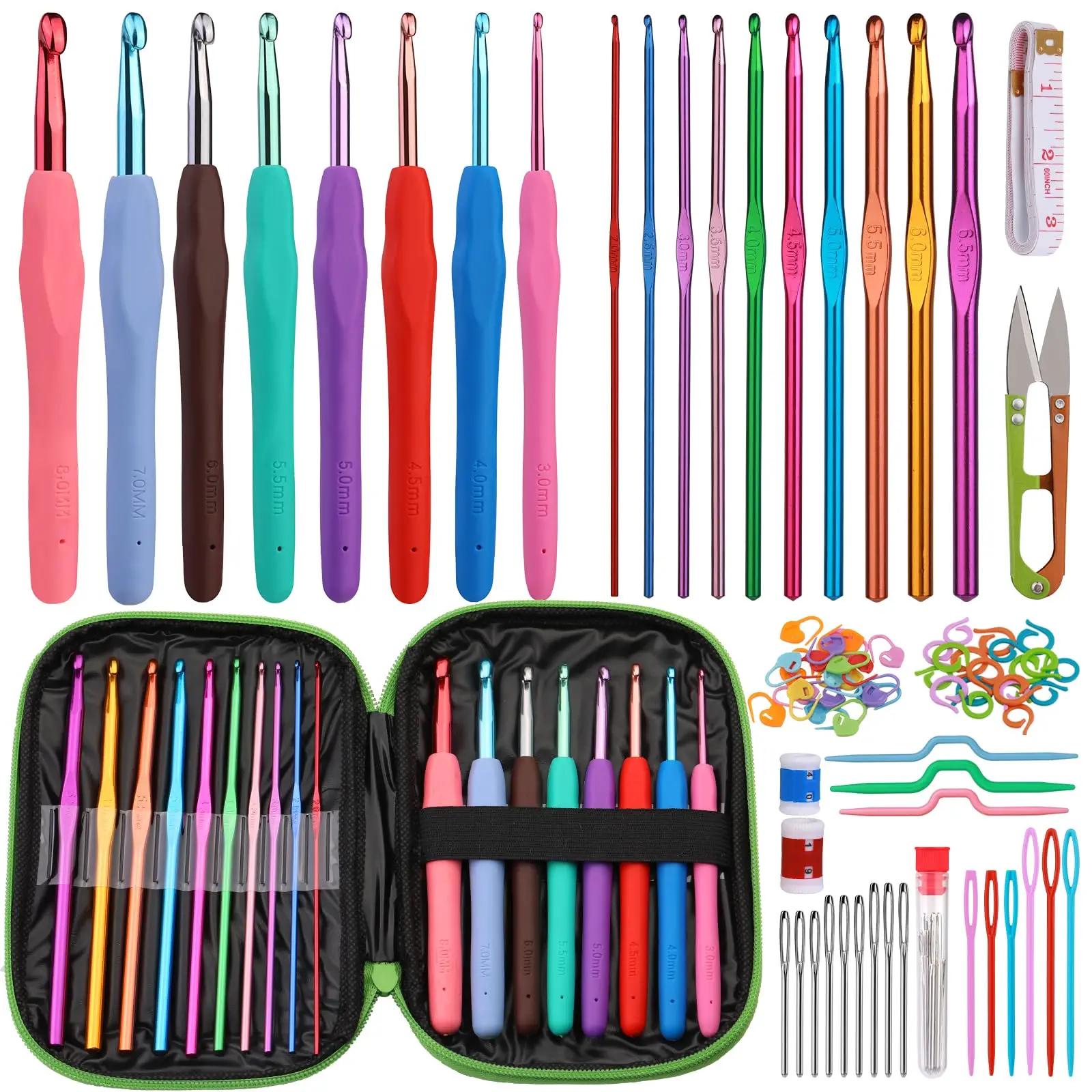Fenrry conjunto de gancho de crochê, kit de agulhas de crochê para iniciantes, estojo verde e acessórios de crochê para artesanato de tricô - Image 1