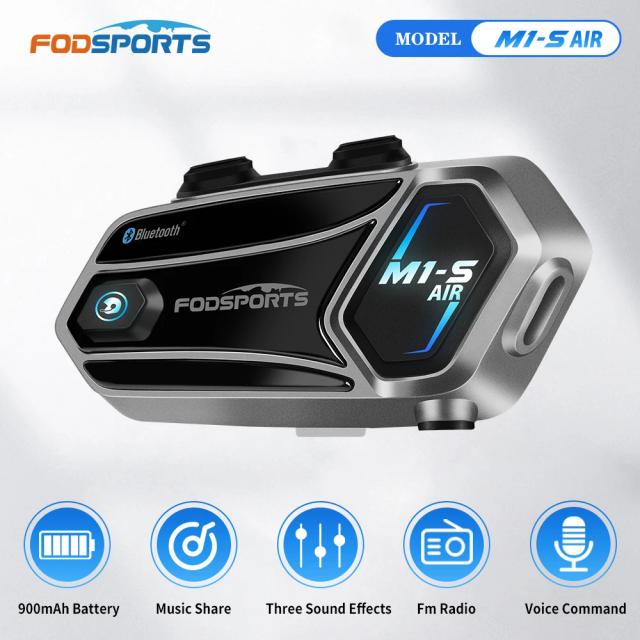 Fodsports M1-S AIR Interfone para Motocicleta Bluetooth 5.0 1000m Rádio FM