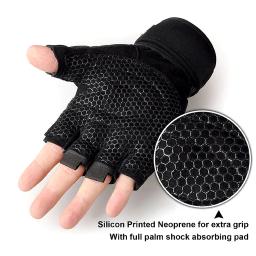1 par de luvas de treino de ginásio de levantamento de peso com suporte de envoltório de pulso proteção da palma treinamento de levantamento de peso fitness exercício pull ups - Image 4