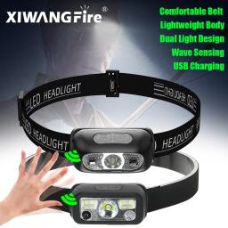 Mini recarregável LED cabeça lanterna, poderoso sensor farol, USB tocha, Camping cabeça luz, busca luz - Image 1