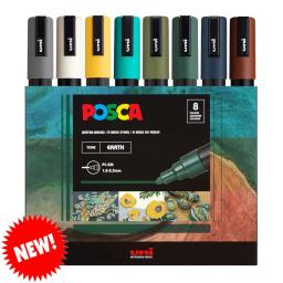 Pca 5m novo conjunto de marcadores de 8 cores, canetas marcadoras de tinta média acrílica 8c quente/terra/mono/tomos legais série melhor presente arte fornecimento - Image 1
