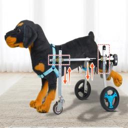 Cadeira de rodas para cães com suporte completo, 4 rodas, carrinho pequeno e médio, leve, metal, com deficiência - Image 5