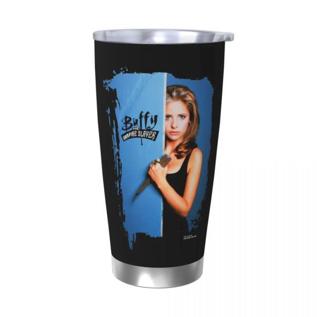 Copo Térmico Isolado Buffy The Vampire Slayer com Tampa - Caneca Demônio Vácuo 20oz para Escritório, Casa e Carro