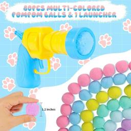 Lançamento interativo treinamento brinquedo para gato, criativo Mini tiro arma jogos, estiramento bola de pelúcia brinquedos, pet fornecimentos, gatinho, novo - Image 3