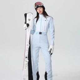 2025 corpo sólido ajuste à prova de vento à prova dwindproof água terno de esqui ao ar livre conjuntos de snowboard mulher térmica respirável neve esportes uma peça roupas - Image 1