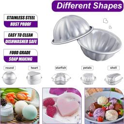 4 pçs/set banho bomba moldes liga de alumínio bola esfera sabonetes vela bolo cozimento molde para artesanato diy artesanato fazendo suprimentos - Image 3