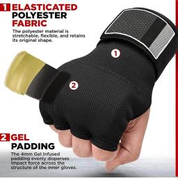 1 par de gel boxe luvas envoltório mão ajustável meio dedo luvas de apoio com alça de pulso longa MMA boxe mão engrenagem protetora - Image 2