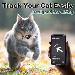 Atuban-Airtag Cat Collar, Breakaway, reflexivo gatinho Collar, Apple Air Tag Holder e Bell para menina e menino, 0,4 polegadas - Image 2