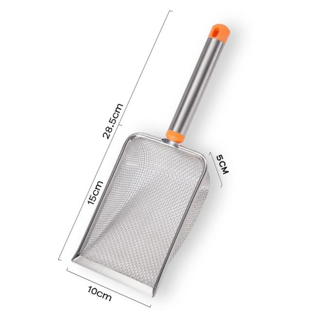 Colher de Lixo para Gatos em Aço Inoxidável com Punho Longo - Ideal para Gatos e Coelhos