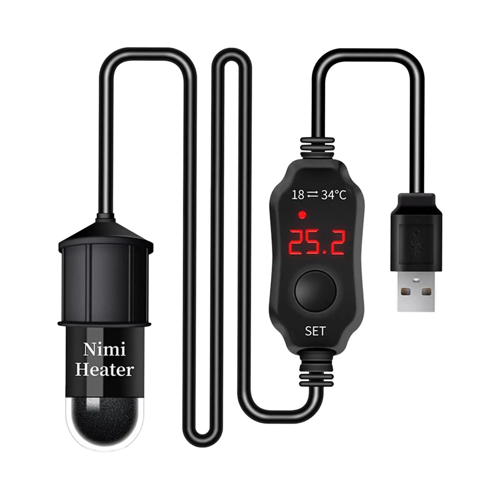 Aquecedor de aquário com proteção contra superaquecimento, inteligente com controlador para água salgada e água doce, mini display digital, USB, 10W - Image 1
