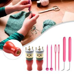 2-Piece Knitting Tool Set, Ferramentas De Costura, Carretel De Madeira, Tear Tecelagem Spool, Acessório Boneca Francesa - Image 1