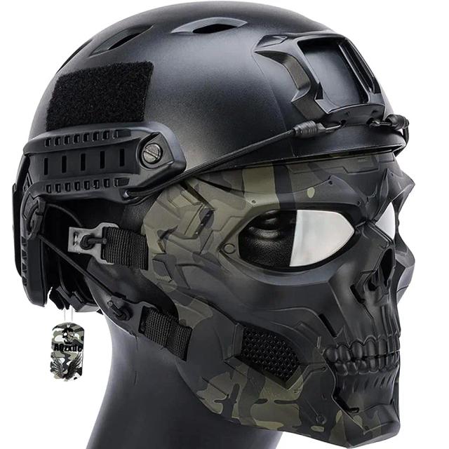 Conjunto Avançado de Capacete Tático com Máscara de Caveira e Equipamento de Proteção para Paintball e Airsoft ao Ar Livre