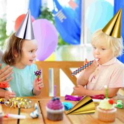 12pçs chapéu de festa infantil, chapéu para crianças, papel metálico, cone, decorações coloridas, folha de alumínio - Image 5