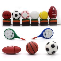 Movimentação da pena do basquetebol da raquete de tênis do futebol da vara da memória dos esportes 128gb da movimentação 4gb 8gb 16gb pendrive 32gb 64gb do flash de usb dos desenhos animados - Image 1