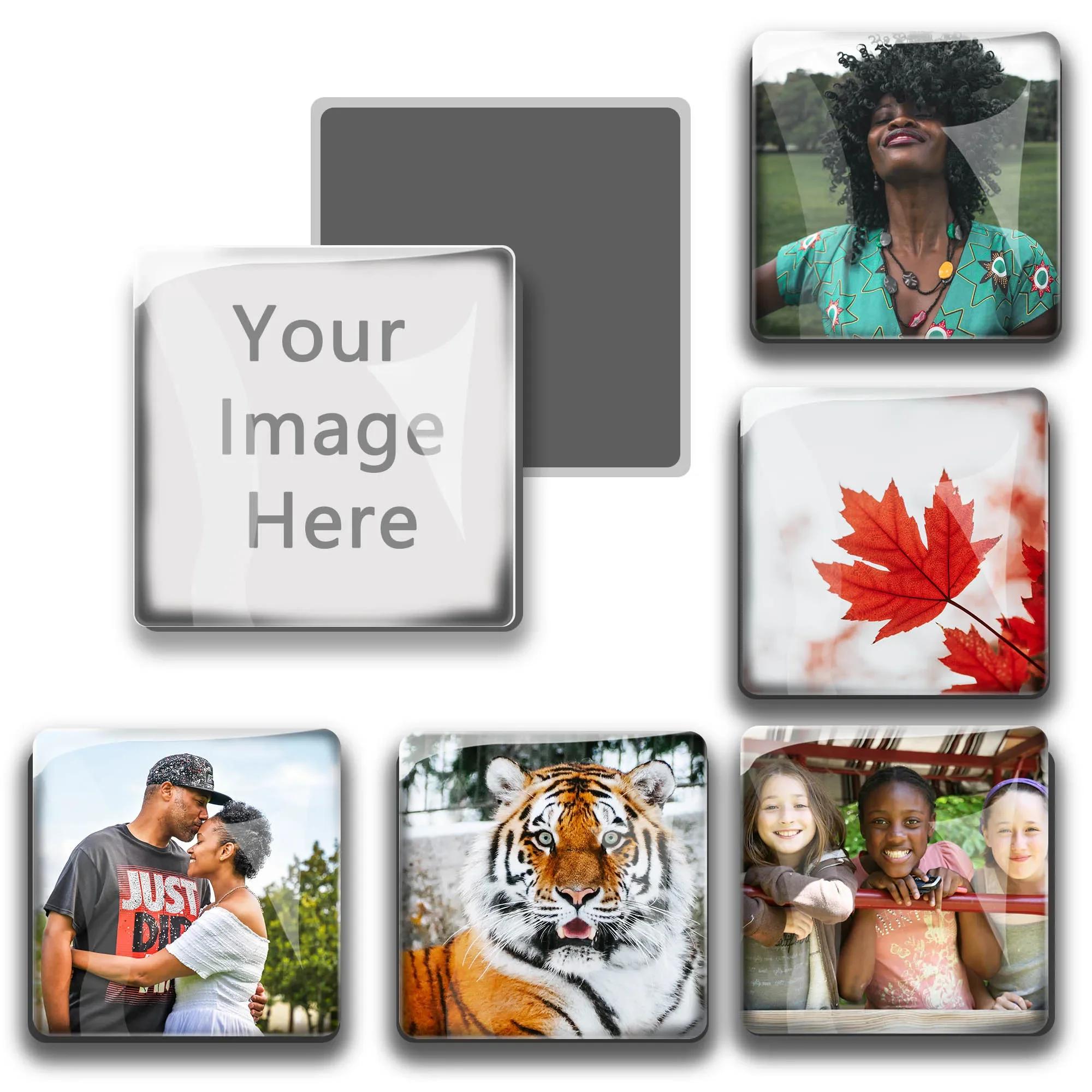 Custom Square Glass Frigorífico Ímãs, lembrança, adesivos de geladeira, fotos personalizadas, fotos, Home Decor, presentes, DIY, 50mm - Image 1