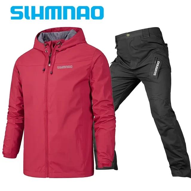 Primavera e outono conjunto de terno de pesca à prova dwindproof água e vento ao ar livre com capuz lazer montanhismo ciclismo terno calças táticas