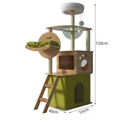 Torre de gato multifuncional, árvore de escalada e arranhando, placa de poste de sisal, casa villa com células, grande jumptoy - Image 2