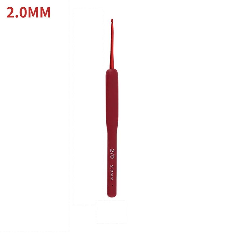 Agulha de Crochet de alumínio com alça de silicone Ganchos de crochê vermelho DIY Agulhas de tricô para camisola Ferramenta de costura Weave - Image 1