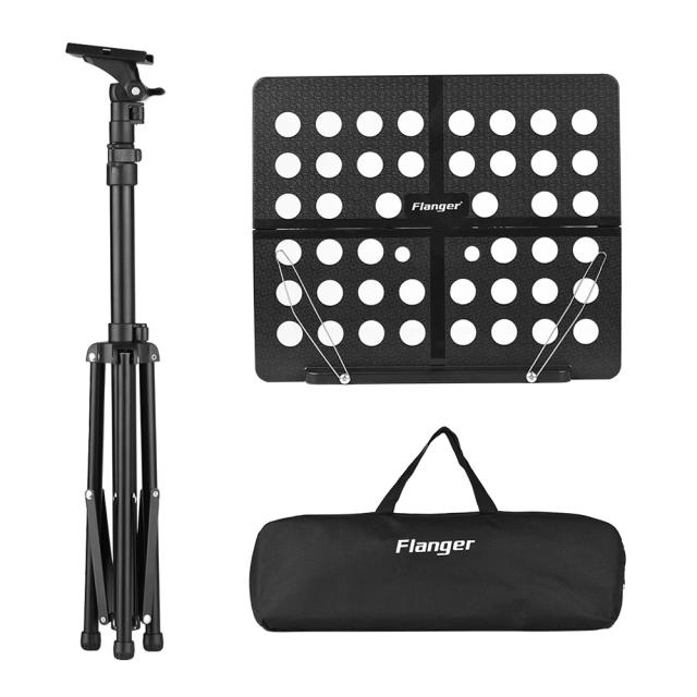 Suporte Flanger Dobrável para Partituras de Música com Tripé Leve e Estojo Impermeável em Liga de Alumínio