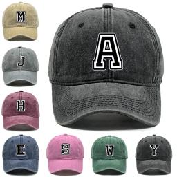 Personalizado 26 alfabeto A-Z chapéus para homens mulheres engraçado ajustável algodão clássico impressão carta inicial boné de beisebol angustiado - Image 1