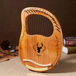 Madeira Mogno EQ Lyre Harpa, Instrumento Musical, 19 cordas com ferramenta de ajuste, Can Link Speaker, Captador elétrico, 16 cordas - Image 5