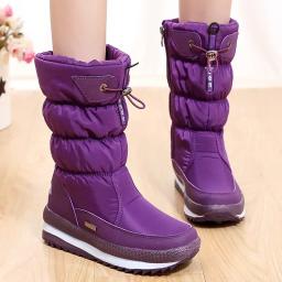 Botas de neve de pelúcia grossas de luxo para mulheres, impermeável, antiderrapante com arco, sapatos femininos, quentes, peles, moda, inverno - Image 6