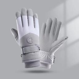 Luvas de esqui de inverno para mulheres touchscreen impermeável velo forrado engrossado algodão quente à prova de vento esportes ao ar livre motocicleta enigma - Image 2
