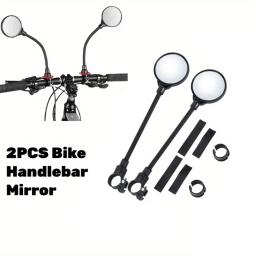 Bicicleta giratória e ajustável guidão espelho retrovisor, grande ângulo de visão traseira, espelho convexo à prova de choque, Universal, 2pcs - Image 1