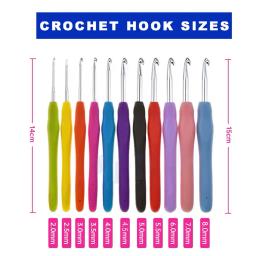 Ganchos coloridos de crochê com estojo, Kit de agulhas de tricô, alça ergonômica, presentes para mamãe e vovó - Image 4
