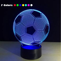 Futebol 3d luz noturna, lâmpada de ilusão óptica com toque, 7 mudando de cor, para quarto, 1pc - Image 1