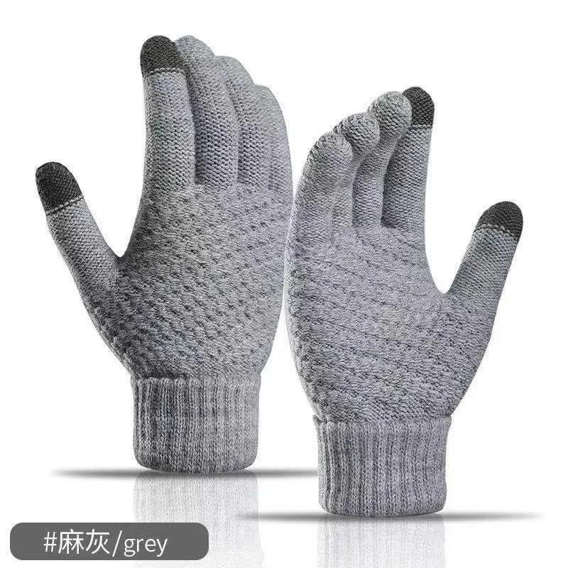 Mulheres homens quentes inverno tela de toque luvas estiramento clássico malha luvas lã dedo cheio ao ar livre ciclismo luva condução - Image 1