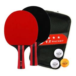 Pá De Tênis De Mesa Com Cabo De Madeira, Acolchoamento De Borracha, Raquetes Premium, 3 Bolas De Tênis De Mesa, 2Pcs - Image 2
