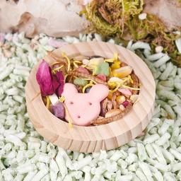 Tigela de alimentação de madeira natural para pequenos animais de estimação, tigela de comida redonda, anti-torneamento, paisagismo suprimentos para esquilo, ouriço, hamster - Image 5