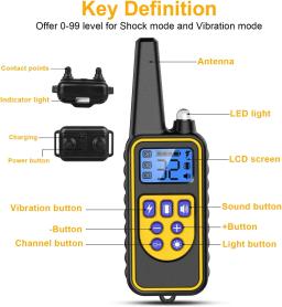 Colar de treinamento de choque elétrico para pet, Coleira de treinamento para cães Controle remoto eletrônico, Impermeável, Display LCD recarregável - Image 3