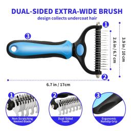 Profissional Pet Deshedding escova, removedor de cabelo do cão, pele nó cortador, cachorro gato pente escovas, cães grooming derramamento suprimentos - Image 5