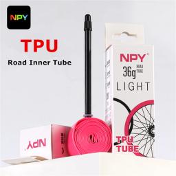 Npy 1 pçs ultraleve 28g bicicleta tpu tubo interno 700x18 25 28 32 bicicleta de estrada tpu material pneu 65mm comprimento válvula francesa - Image 2