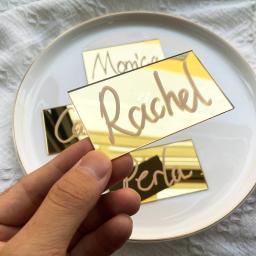 10/20/50 pçs cartão de lugar de mesa acrílico dourado para festa de casamento cartões de assento sinal nomes de convidados tag convite festa decoração diy - Image 2