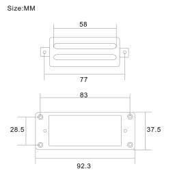 Mini Brass Humbucker Capa Com Quadro, Cable Coil Splitting, 9K, 68x29mm, 4 Cabos, Pickup Peças, Cromo - Image 2