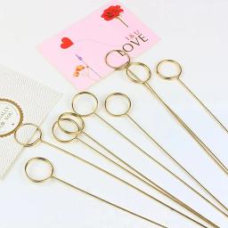 10 pçs 34cm metal ouro flor bouquet titular do cartão vara bolo clipes de cartão embrulho festa de casamento diy suprimentos artesanais - Image 2